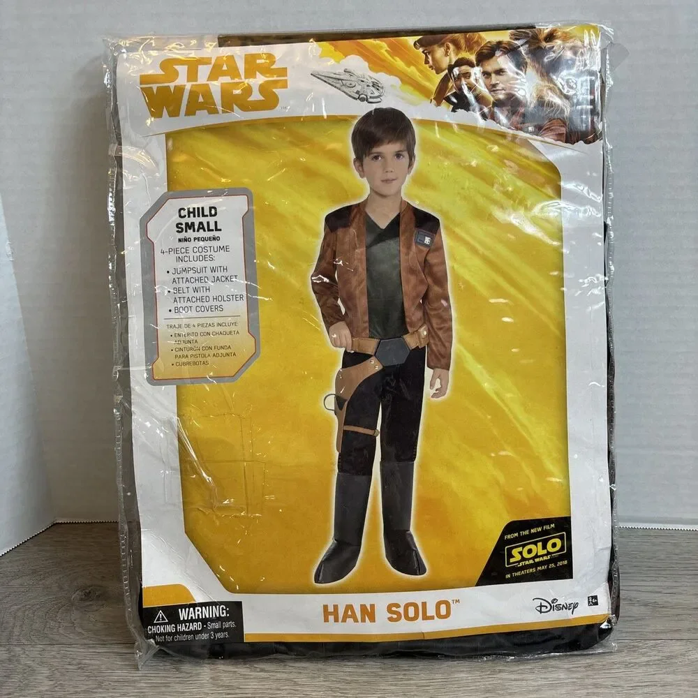 Star Wars Han Solo Halloween Costume 4 Piece Boys Small 4 - 6 New in Package